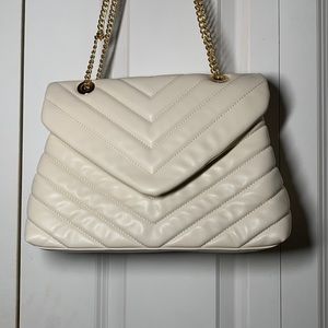 SHEIN Off White Chevron Bag